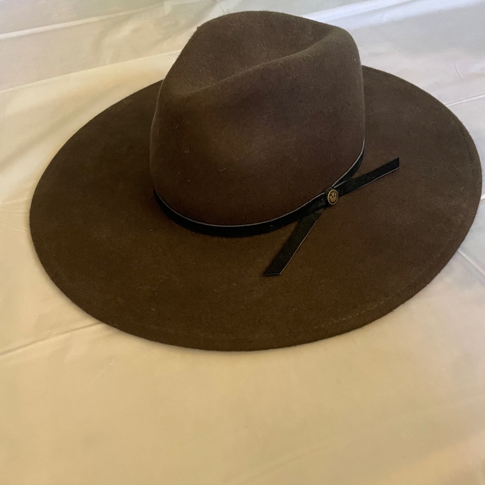 Goorin Bros - Brown Wide Brim Hat with Black Velvet Ribbon